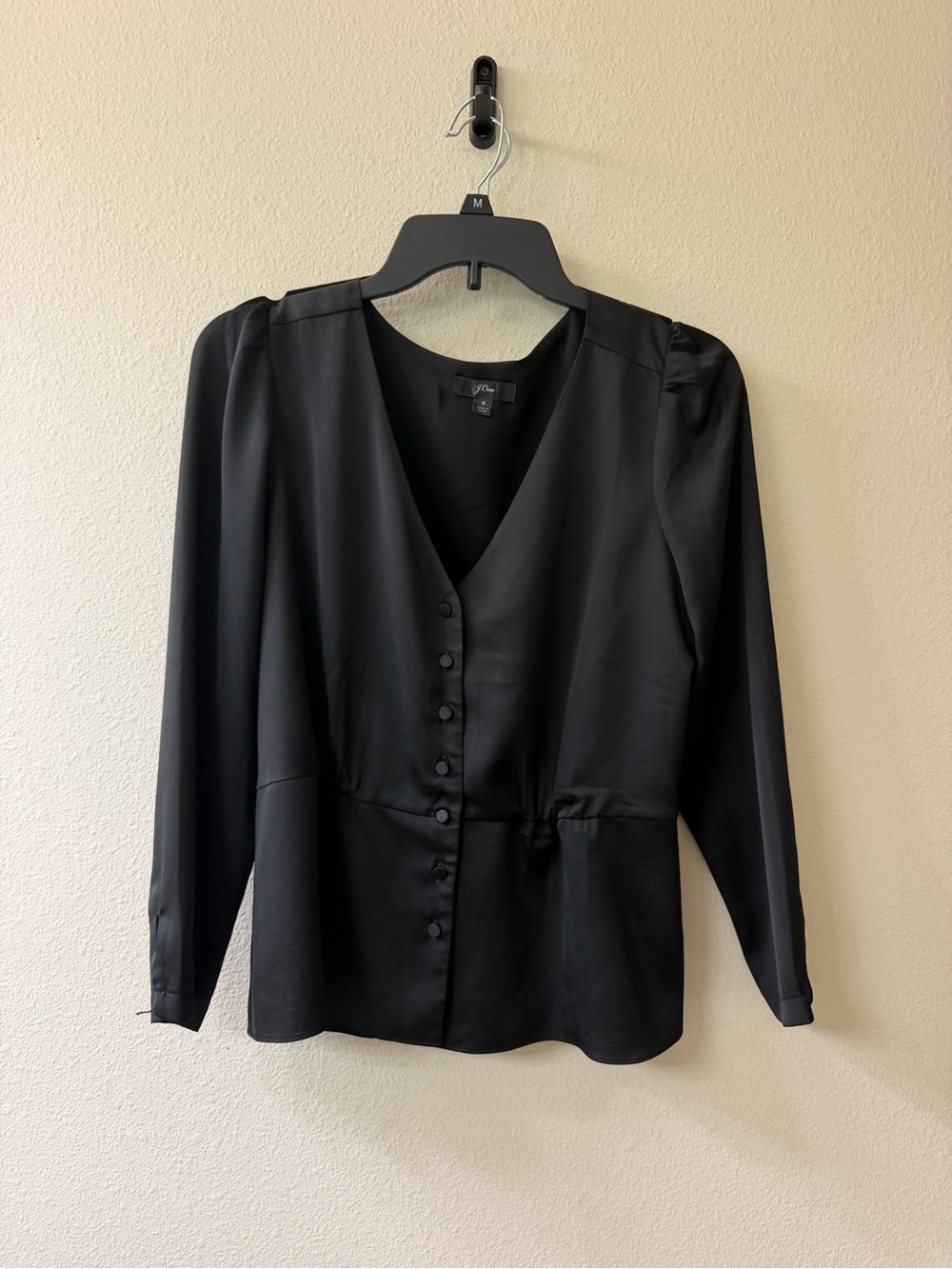 J Crew Black V-Neck Button Front Women's Top